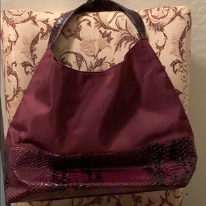 Burgundy Python Print Large Hobo Bag